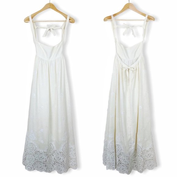 Jenni Kayne Dresses & Skirts - NWOT Jenni Kayne Linen Guipure Lace Open Back Silk Midi Sundress Wedding Dress 2
